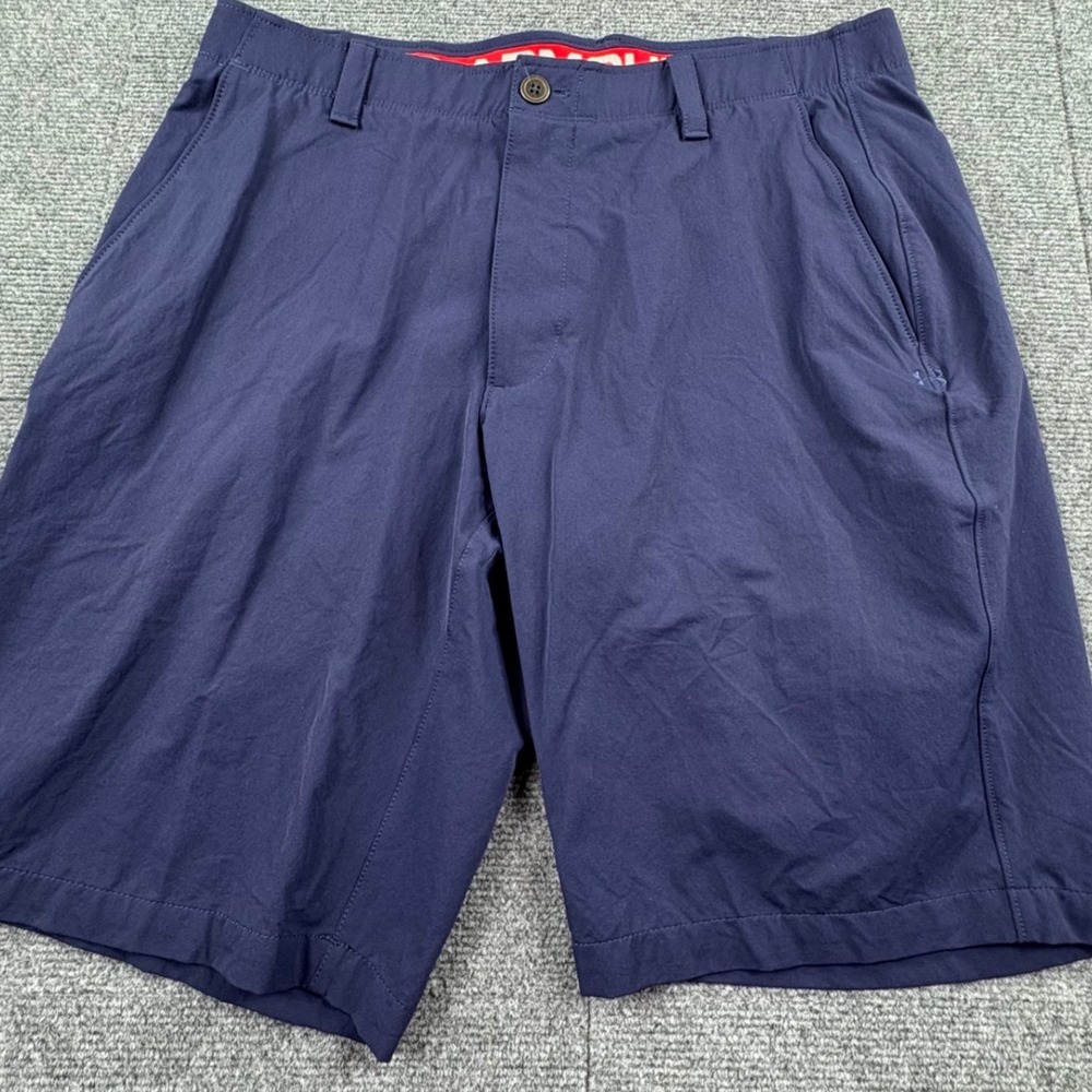 Under Armour Mens HeatGear Golf Shorts Navy Blue Loose Fit Size 36W